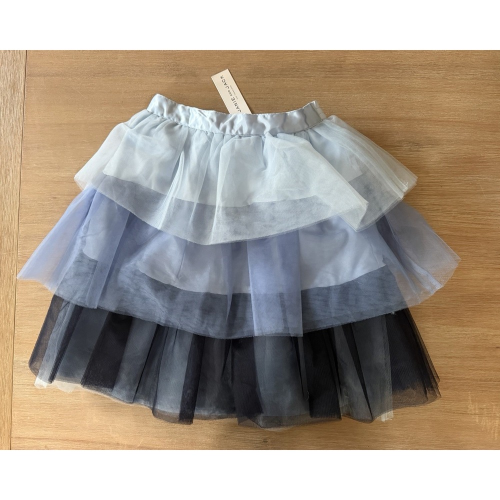 NWT Janie Jack Holiday Navy Blue Tulle Tiered Ruffle Skirt Size Girls 8